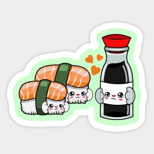 All i need is sushi and soya, Kawaii sushi and soya cartoon. Sticker
